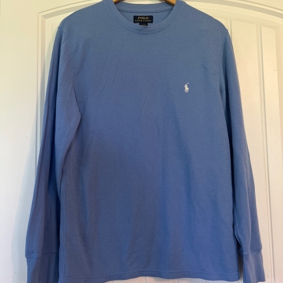 Polo Ralph Lauren baby blue Thermal Long Sleeve Shirt Size Large - Picture 1 of 4